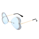 Quixotia - Rimless Butterfly Heart Shaped Tinted Sunglasses