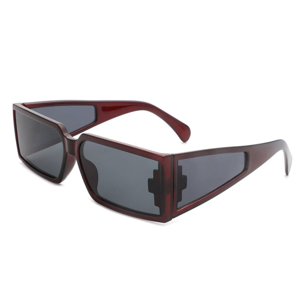 Daylumin - Retro Rectangle Chunky Square Wrap Around Sunglasses