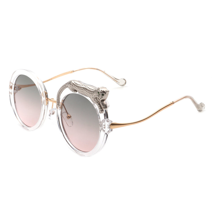 Yellowze Oversized Round Leopard Frame Sunglasses- 6 Colors