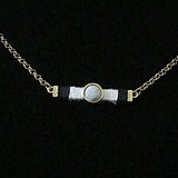 Gold Tone Bar & Stone Necklace Set- Black & White
