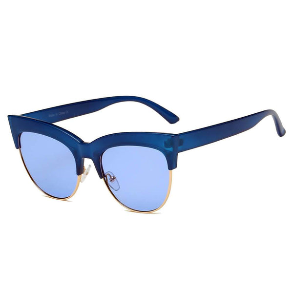 HENRIETTA | Half Frame Round Cat-Eye Sunglasses- 2 Colors