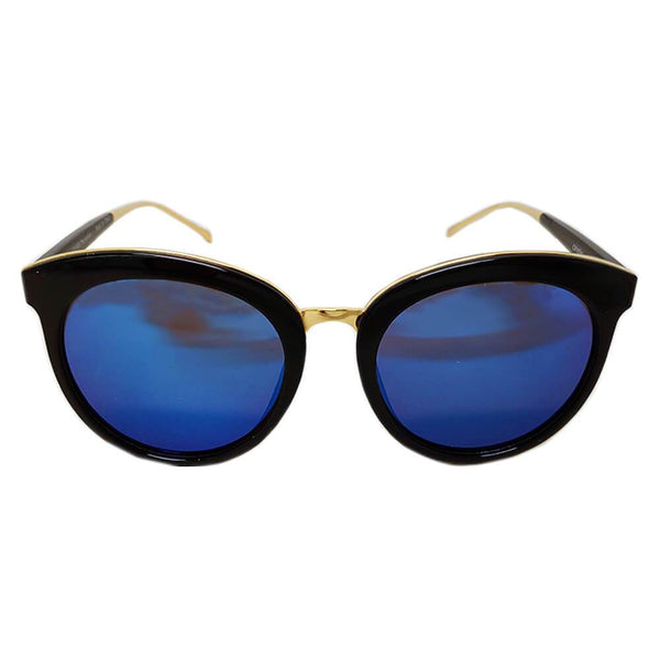 NORTH | Women's Oversized Round Mirrored Lens Horned Rim Sunglasses