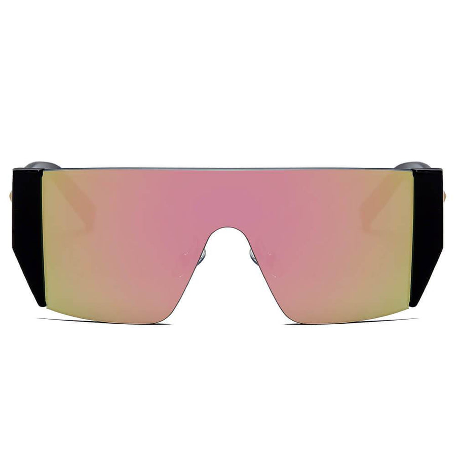 MABLETON | Women Retro Flat Top Lens Square Shield Wrap Around Sunglasses