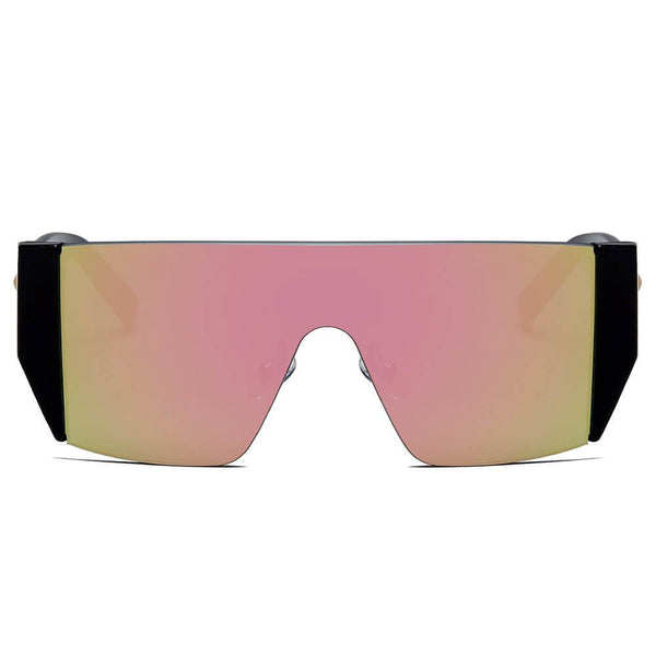 MABLETON | Women Retro Flat Top Lens Square Shield Wrap Around Sunglasses