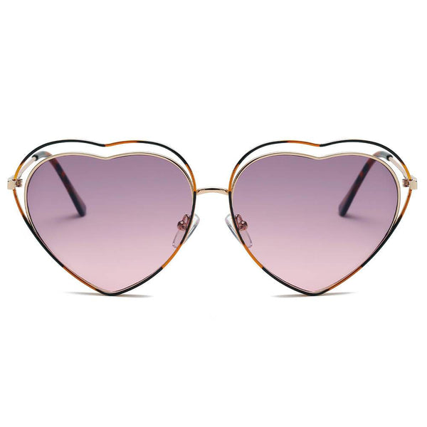 MESA | Women Metal Halo Wire Art Heart Shape Color Lens Sunglasses