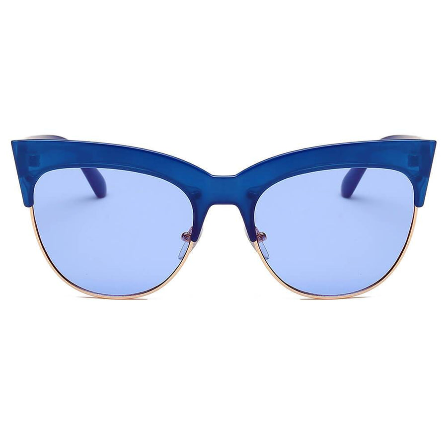 HENRIETTA | Half Frame Round Cat-Eye Sunglasses- 2 Colors