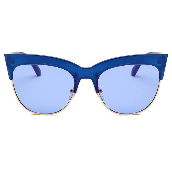 HENRIETTA | Half Frame Round Cat-Eye Sunglasses- 2 Colors