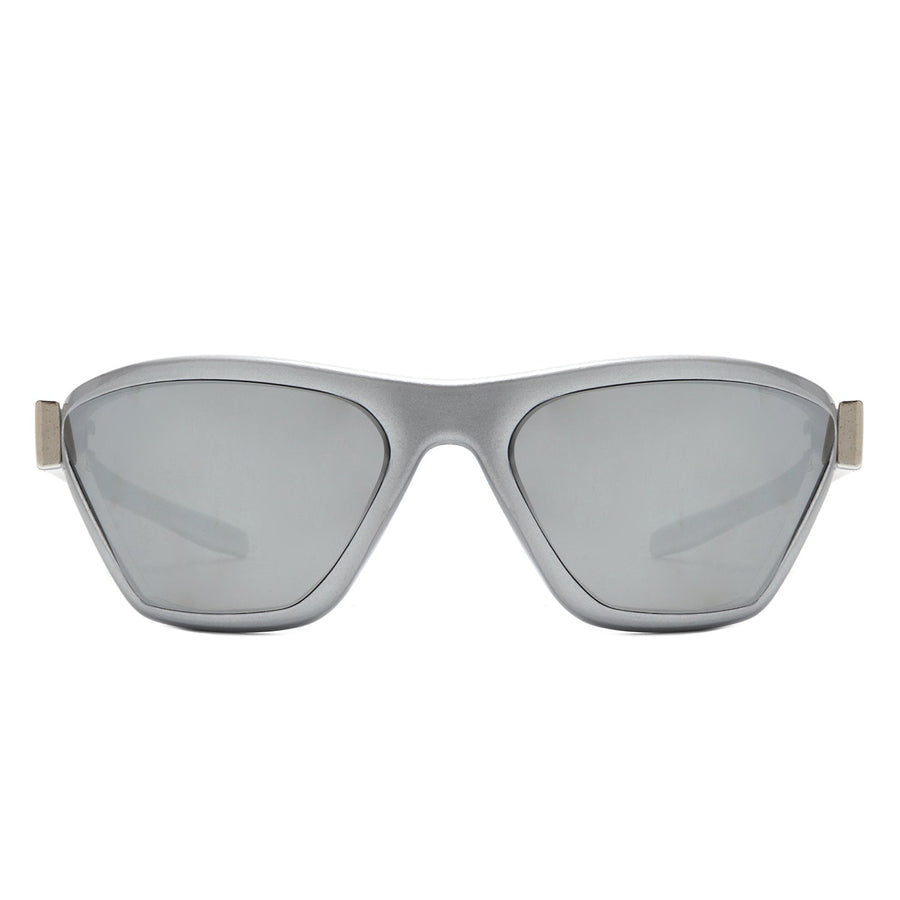 Luminize - Square Mirrored Wrap Around Sport Sunglasses