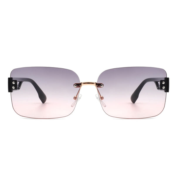 Dreamsea - Rectangle Classic Rimless Square Retro Tinted Fashion Sunglasses