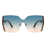 Xanadune -  Square Oversize Half Frame Tinted Retro Fashion Women Sunglasses