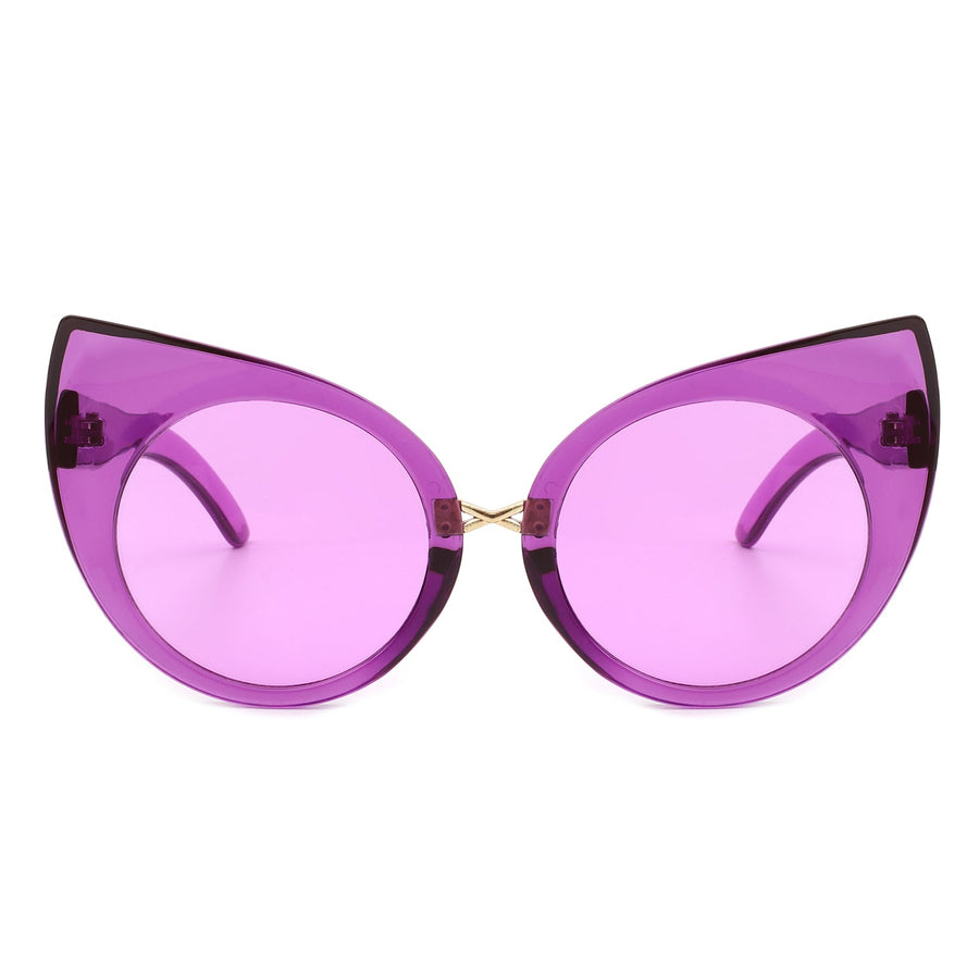Iridessa - Mod Retro High Pointed Oversized Cat-Eye Sunglasses- 6 Colors