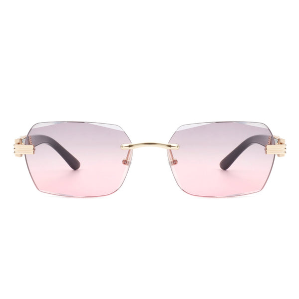 Hailstorm - Rectangle Retro Rimless Tinted Frameless Fashion Square Sunglasses