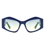 Shimmerz Oversized Square Irregular Wavy Temple Sunglasses- 7 Colors