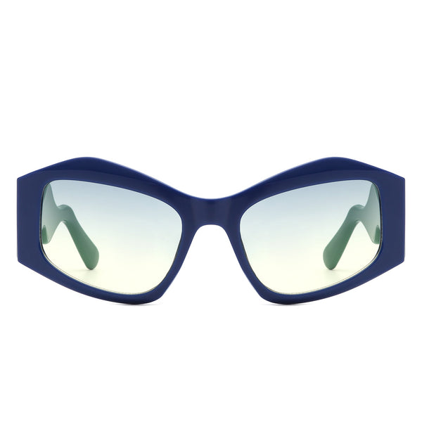 Shimmerz - Oversized Square Irregular Wavy Temple Sunglasses