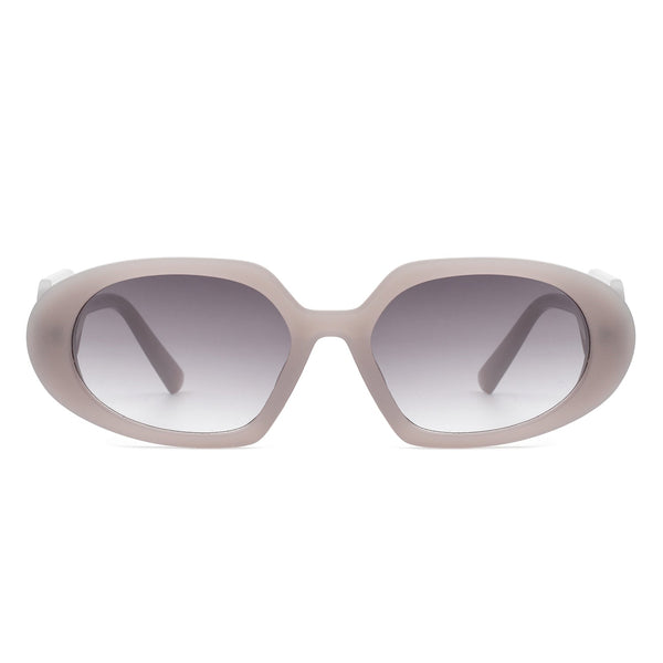 Glittera - Rectangle Retro Oval Chic Round Lens Leaf Design Fashion Sunglasses