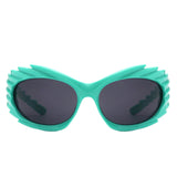 Nightgle - Rectangle Wrap Around Oval Spike Sport Sunglasses