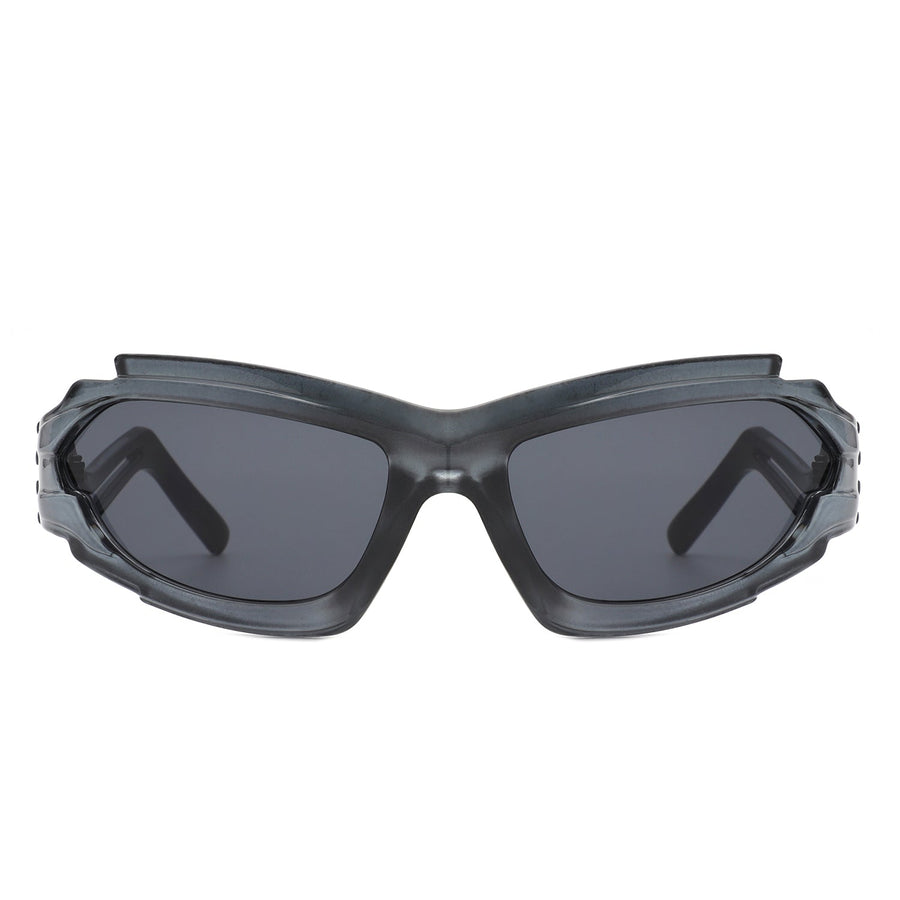 Moonhaze - Futuristic Rectangle Sport Wrap Around Sunglasses- 6 Colors