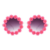Ysabelia - Round Daisy Flower Shape Circle Sunglasses- 7 Colors