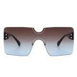 Yellowyx - Square Rimless Oversize Flat Top Retro Frameless Sunglasses