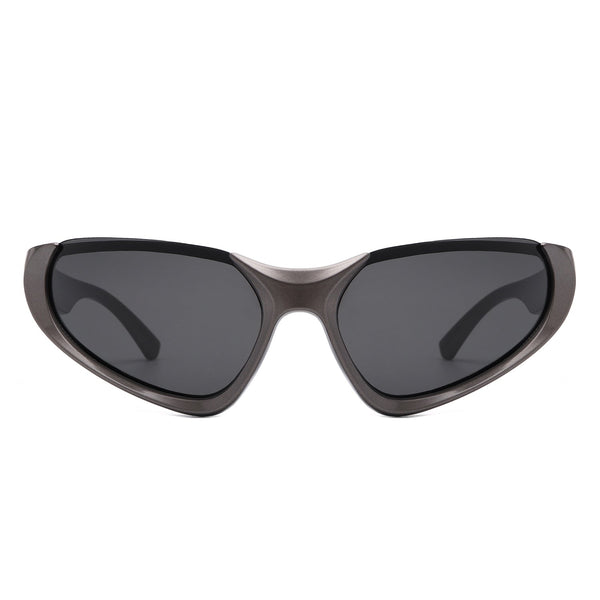Dazzling - Retro Rectangle Wrap Around Fashion Sunglasses