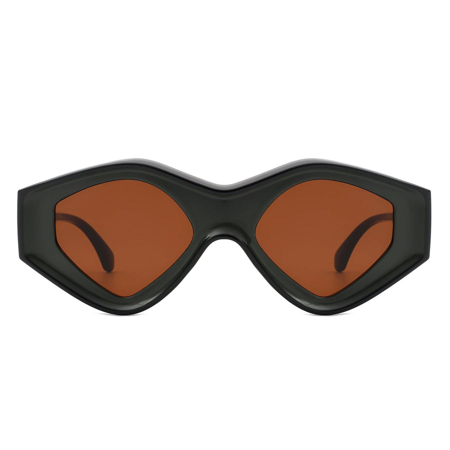 Rosedawn - Futuristic Square Retro Chunky Irregular Geometric Sunglasses- 6 Colors