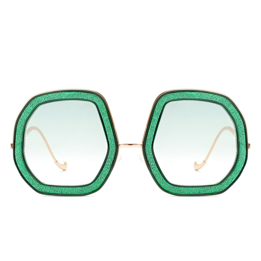 Xanadawn Round Irregular Geometric Glitter Fashion Sunglasses- 6 Colors