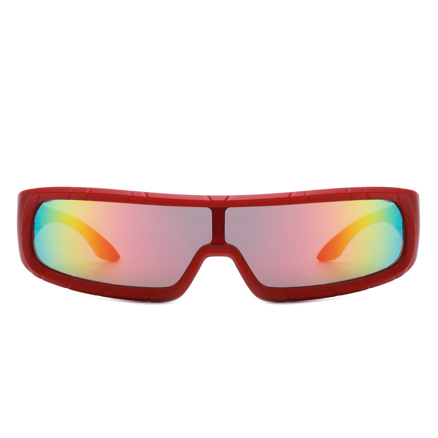 Orion - Futuristic Wrap-Around Rectangle Shield Sunglasses- 8 Colors