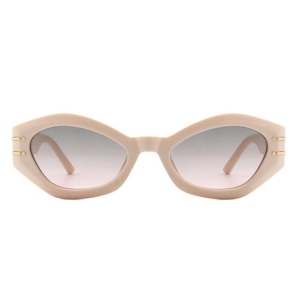 Elysiant - Geometric Oval Slim Fashion Round Cat Eye Sunglasses