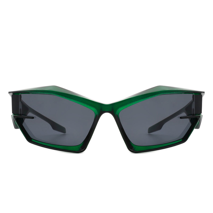 Pollich Futuristic Rectangle Geometric Chunky Square Sunglasses- 6 Colors