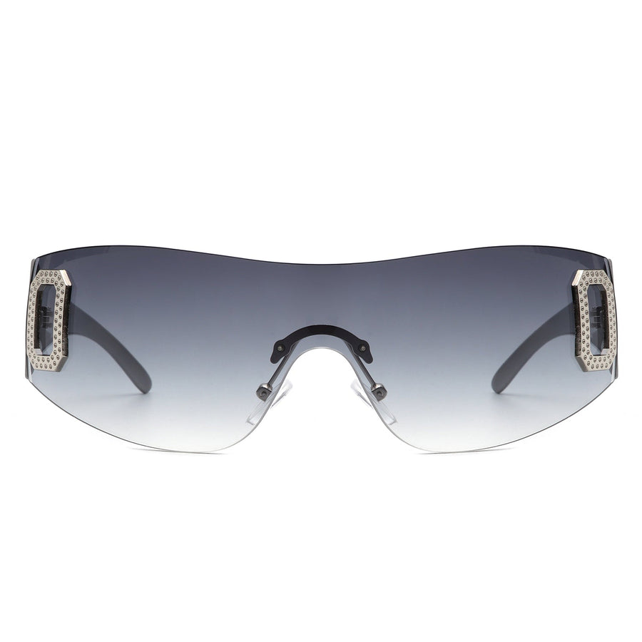 Havoc Rimless Rectangle Sleek Wrap-Around Sunglasses- 6 Colors