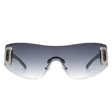 Havoc Rimless Rectangle Sleek Wrap-Around Sunglasses- 6 Colors