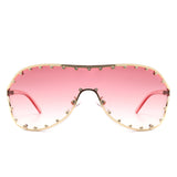 Evanesce - Oversized Aviator Rhinestone Design Women's Sunglasses