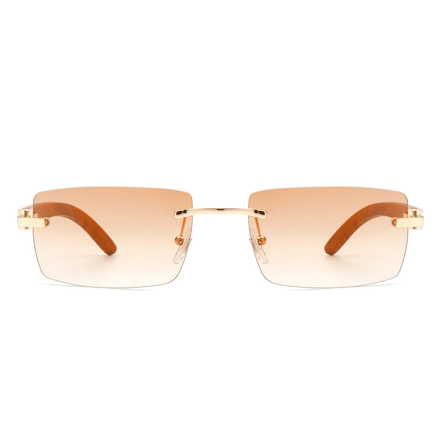 Oceanize - Rectangle Rimless Retro Frameless Fashion Tinted Sunglasses