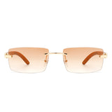 Oceanize - Rectangle Rimless Retro Frameless Fashion Tinted Sunglasses