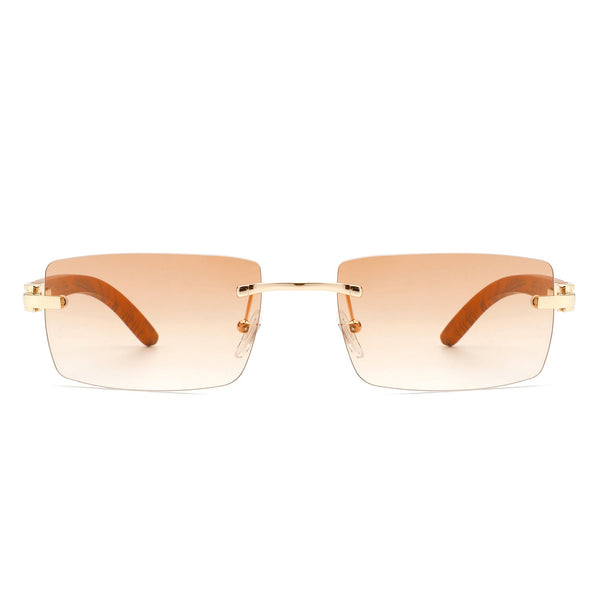 Oceanize - Rectangle Rimless Retro Frameless Fashion Tinted Sunglasses