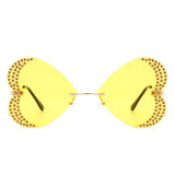 Quixotia - Rimless Butterfly Heart Shaped Tinted Sunglasses