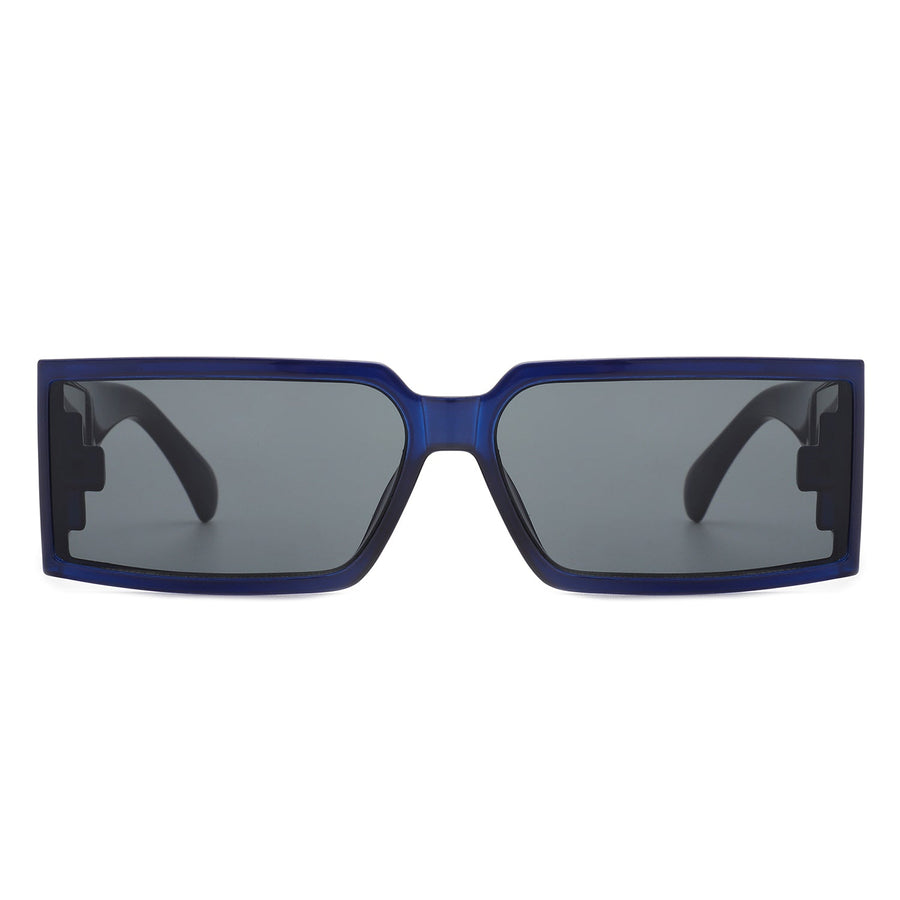 Daylumin - Retro Rectangle Chunky Square Wrap Around Sunglasses