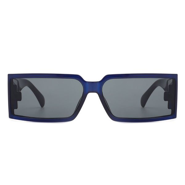 Daylumin - Retro Rectangle Chunky Square Wrap Around Sunglasses