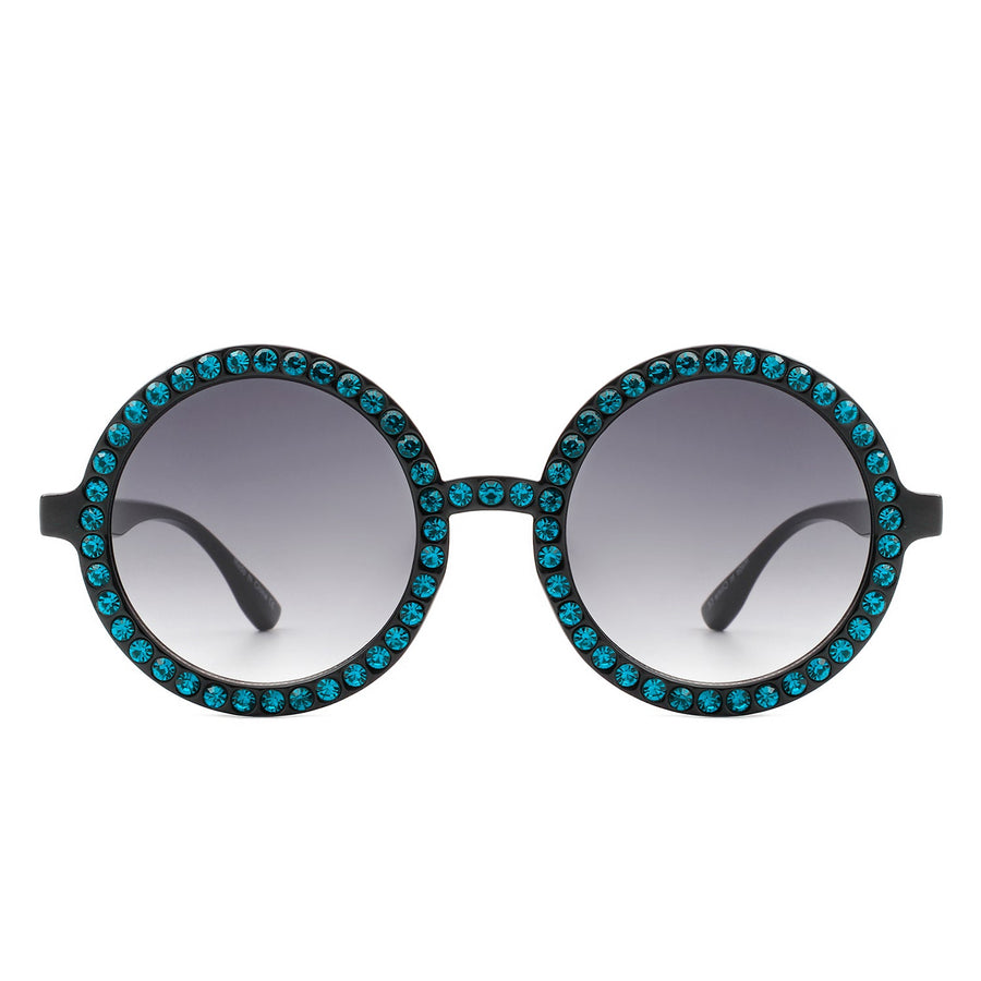 Dreamwey Round Oversized Rhinestone Fashion Sunglasses- 6 Colors