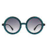 Dreamwey Round Oversized Rhinestone Fashion Sunglasses- 6 Colors
