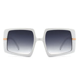 Jasmoria - Oversize Square Geometric Irregular Flat Top Women Sunglasses