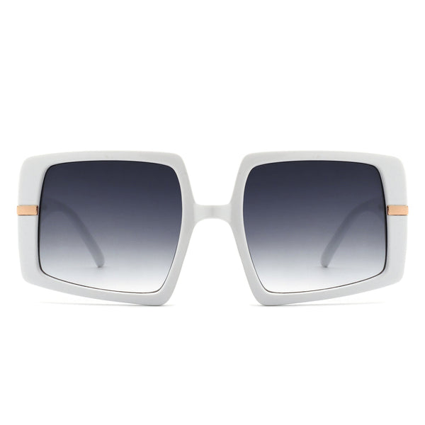 Jasmoria - Oversize Square Geometric Irregular Flat Top Women Sunglasses