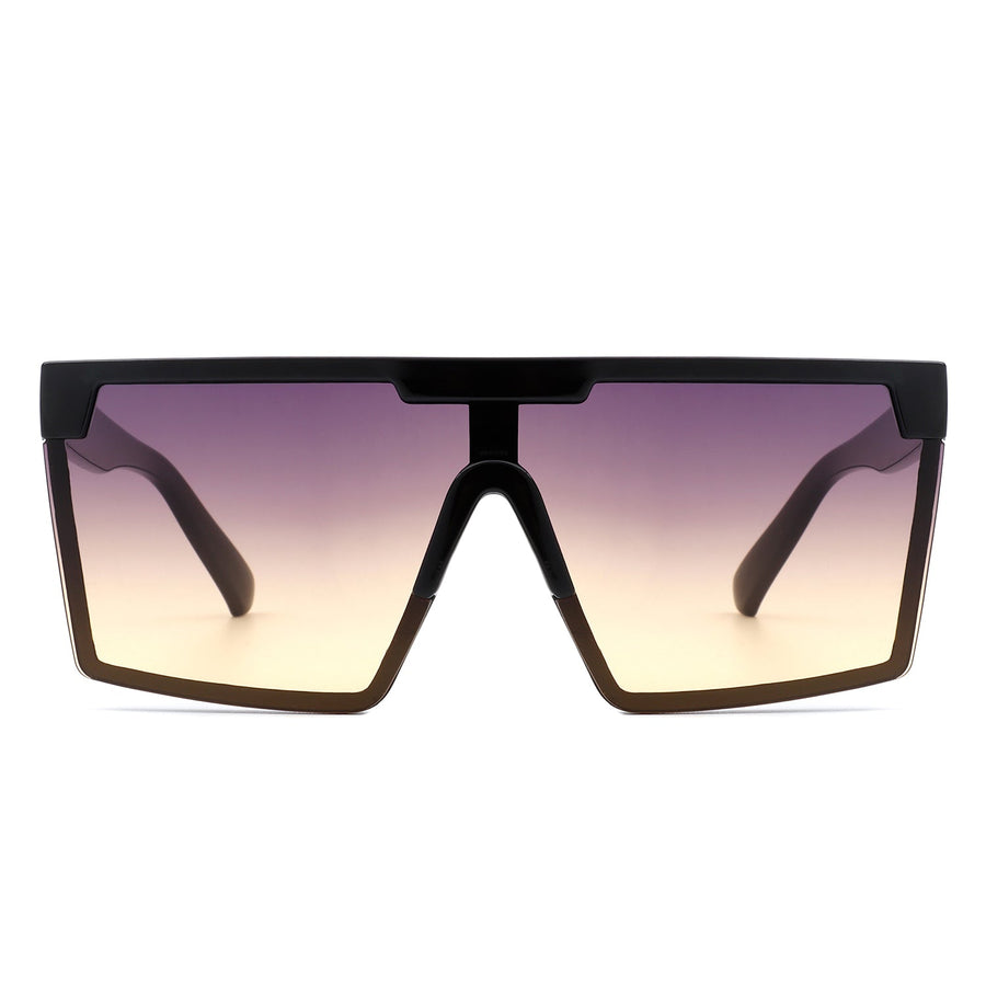Vitalize - Oversize Retro Square Flat Top Tinted Fashion Women Sunglasses