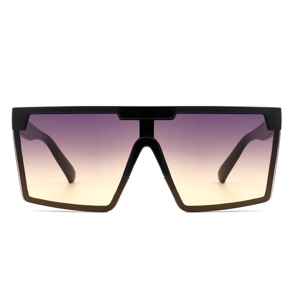 Vitalize - Oversize Retro Square Flat Top Tinted Fashion Women Sunglasses