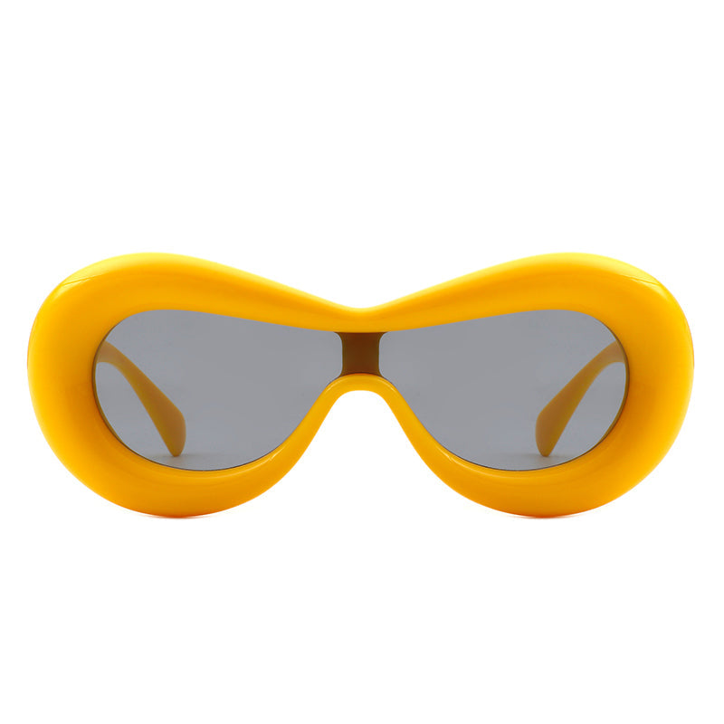Argo - Oversized Y2K Inflated Frame One Piece Lens Sunglasses- 6 Colors