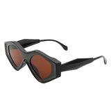 Rosedawn - Futuristic Square Retro Chunky Irregular Geometric Sunglasses- 6 Colors