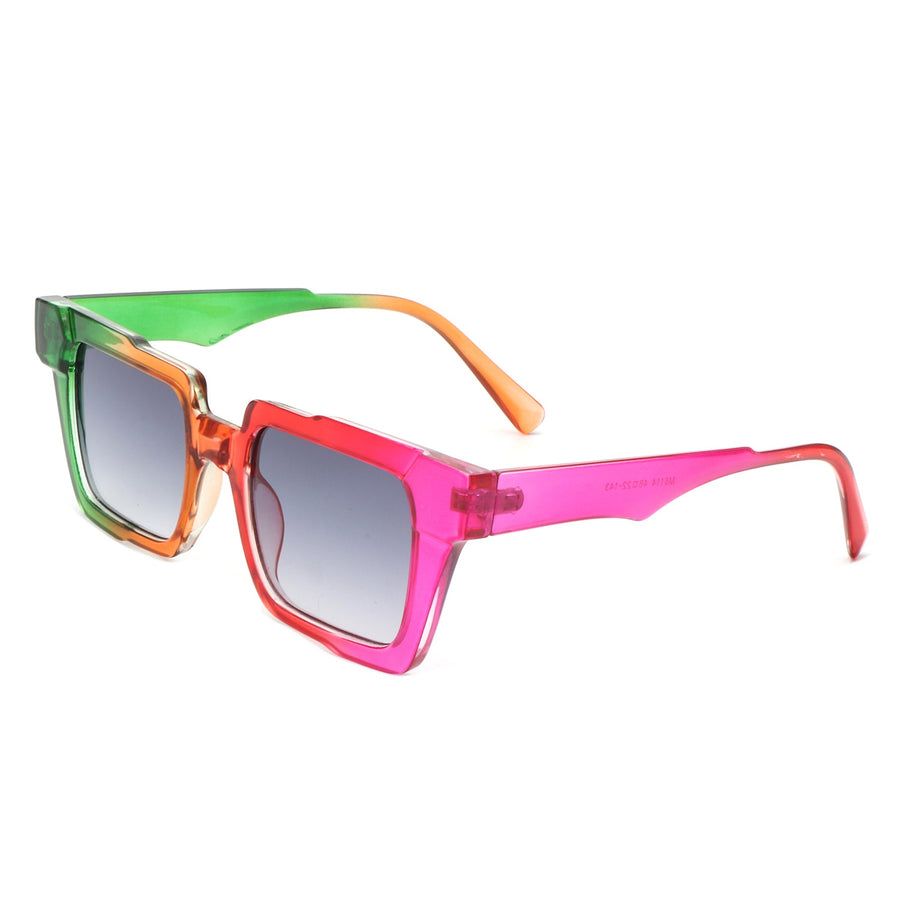 Xeno Flat Top Geometric Square Fashion Sunglasses- 6 Colors