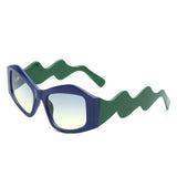 Shimmerz Oversized Square Irregular Wavy Temple Sunglasses- 7 Colors