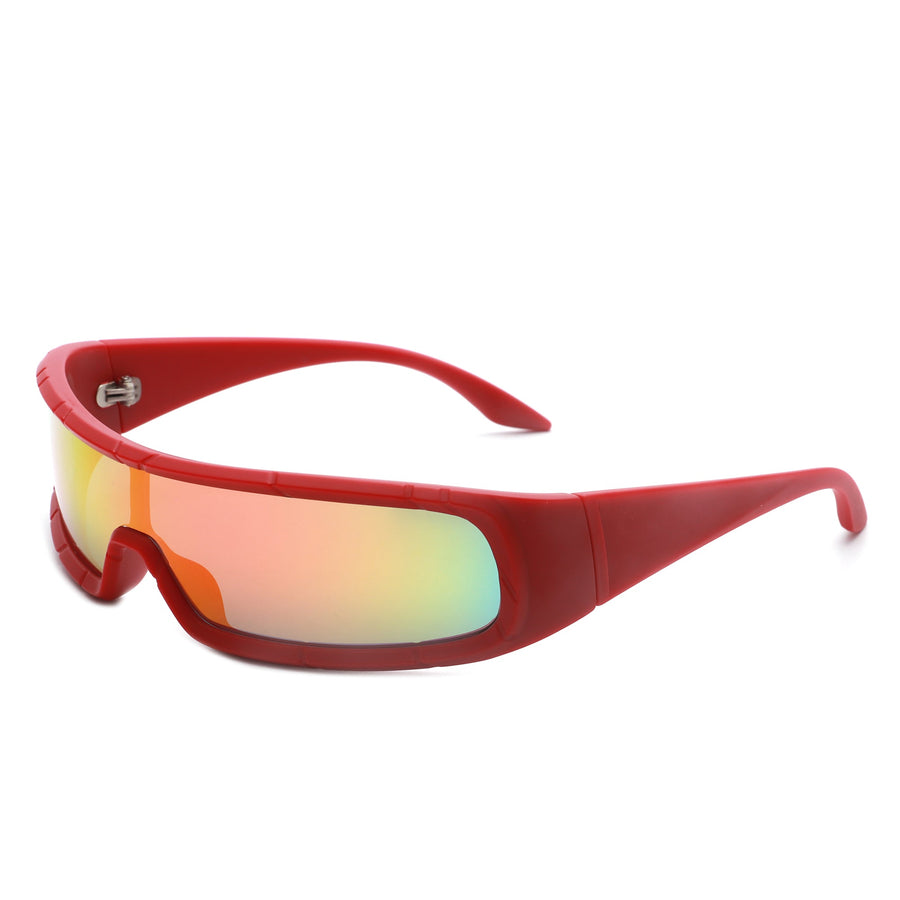 Orion - Futuristic Wrap-Around Rectangle Shield Sunglasses- 8 Colors