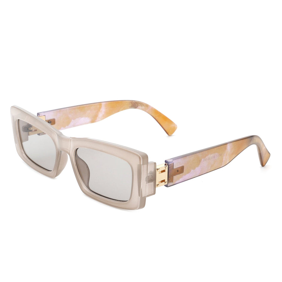 Illumyne - Retro Narrow Rectangle Flat Top Slim Sunglasses- 6 Colors